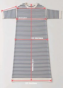 BLACK &amp; IVORY STRIPED SHORT SLEEVE MIDI DRESS