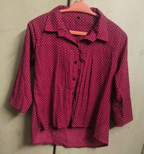 Chic Maroon Printed 3/4 Sleeve Shirt