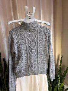 Imported grey Knit Turtleneck Sweater