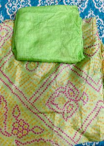Lime Green Bandhani  saree