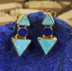 Real Turquoise & Lapis Lazuli Gemstone Earrings
