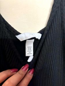 H&amp; M Sleek Black Ribbed Tank Dress