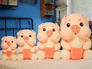 Adorable Piggy Plush Toy with Bottle.y