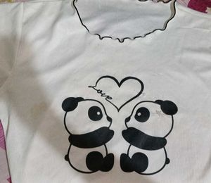 Cute Panda "Love" crop-top