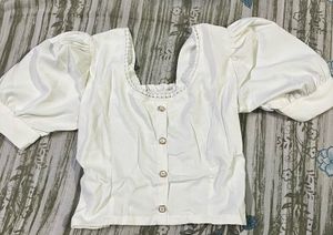 White Puff Sleeve Top