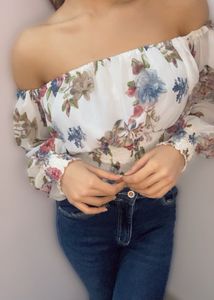 Floral Off-Shoulder Smocked Blouse