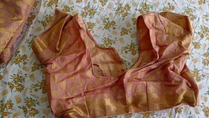 jari woven shiney chiku colour saree