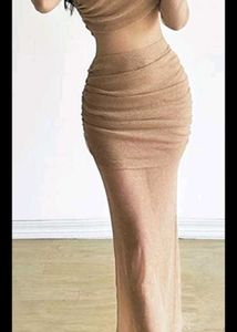 Gold Shimmering Cutout Bodycon Maxi Dress(size:xl,