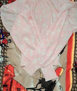 Pink Floral Smocked Crop Top