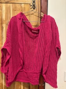 Chic Magenta Knit Cardigan