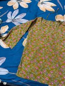 Mustard Floral Print Kurta