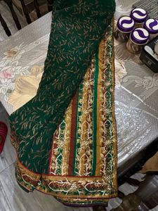 Elegant Green Embroidered Saree