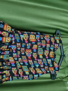 Owl Print Sleeveless Dress