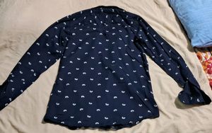 Lara Printed Blue Shirt For Sale