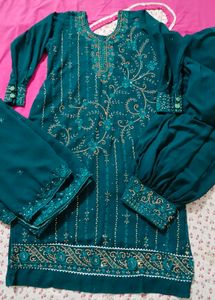 Elegant Teal Embroidered Salwar Suit with Dupatta