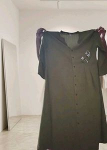 Chic Olive Green Shirt Dress