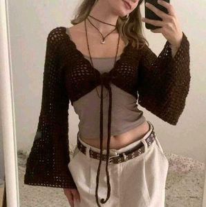 Crochet Bell Sleeve Crop Top
