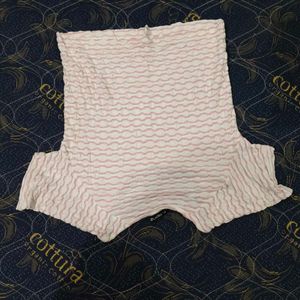 Textured Pink and White V-Neck Top