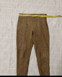 Zara Suede Ankle Zip Pants