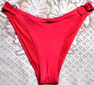 Red Bikini Bottom with Gold Rings