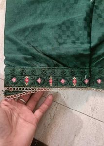 Green Kurta Set with Dupatta unstitched