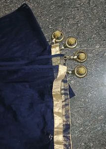 Navy Blue Dupatta with Gold Border