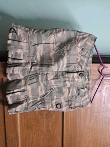 New Khaki Print Mini Skirt