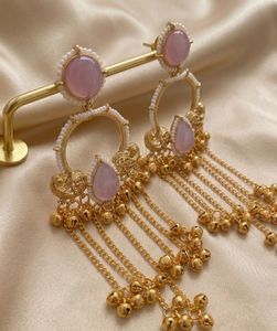 Elegant Dangle Earrings with Pink Stones