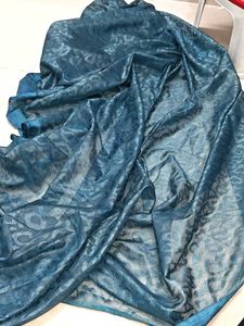Elegant Teal Jacquard Fabric