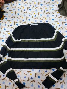 ZARA Striped Long Sleeve Cropped Top
