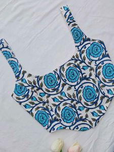 Blue floral print corset Top