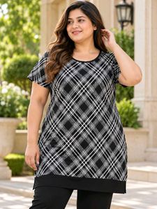 Chic Plaid Tunic Top