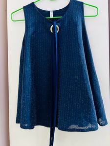 Women Navy Blue Party Wear Top