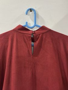 Maroon V-Neck Cutout Dress