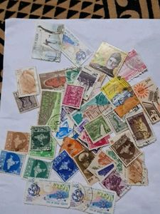 Collection of used vintage postage stamps
