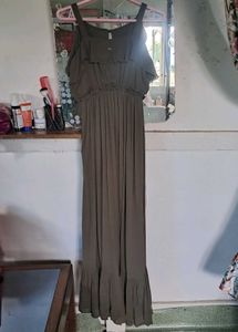 Olive Green Ruffled Maxi Dress