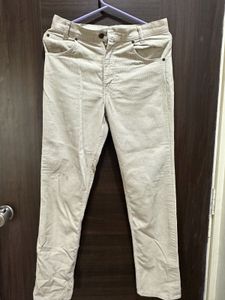 Off White Courdroy Pants For Ladies