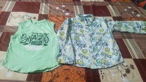 Boys Graphic Print Shirt & Tank Top Set