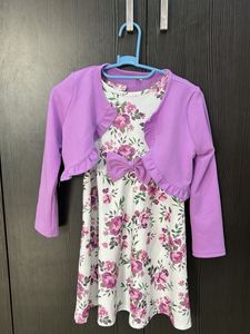 Floral Print Girls' Dress with jacket