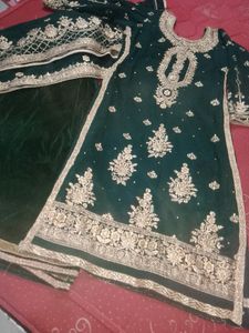 Emerald Green Velvet Pakistani Suit