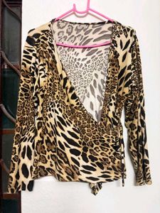 y2k vintage leopard print wrap top/shrug🐆