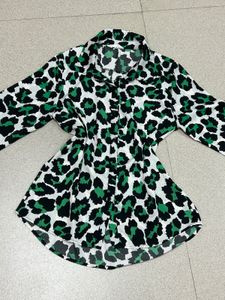 Leopard Print Button-Up Shirt