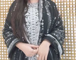 Black pakistani stiched suit with beautiful dupatt