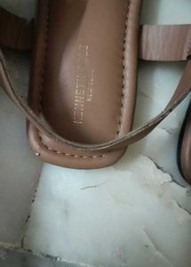 Brown Square Toe Flat Sandals