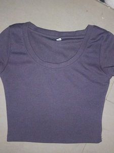Purple Ribbed Crop Top