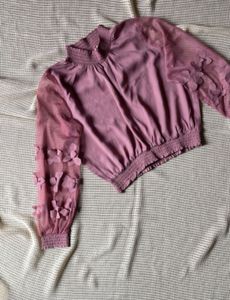PlusS High-Neck Floral Applique Top