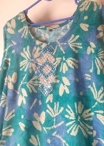 Flowy Leaf Print Real Mirror Work Onepiece