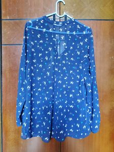 Cute Blue Dog Print Tunic