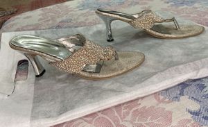 Silver pearl heels