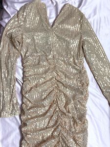 Sparkly Sequined Ruched Mini Dress